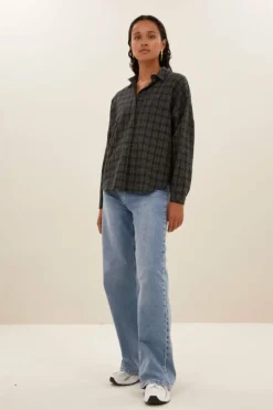 By bar Blouses*small check blouse | caramel