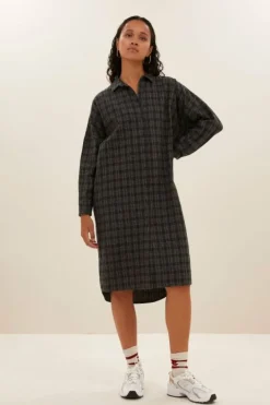 By bar Jurken*small check dress | caramel