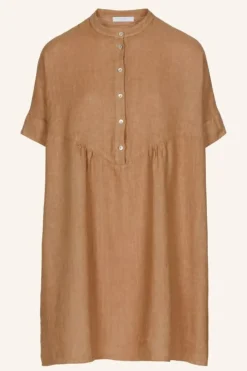 By bar Jurken*tais linen dress | caramello