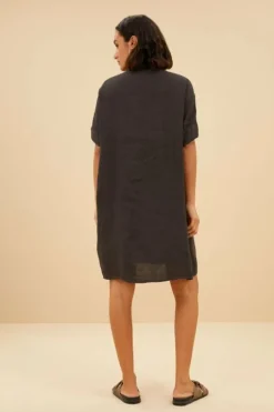 By bar Jurken*tais linen dress | jet black