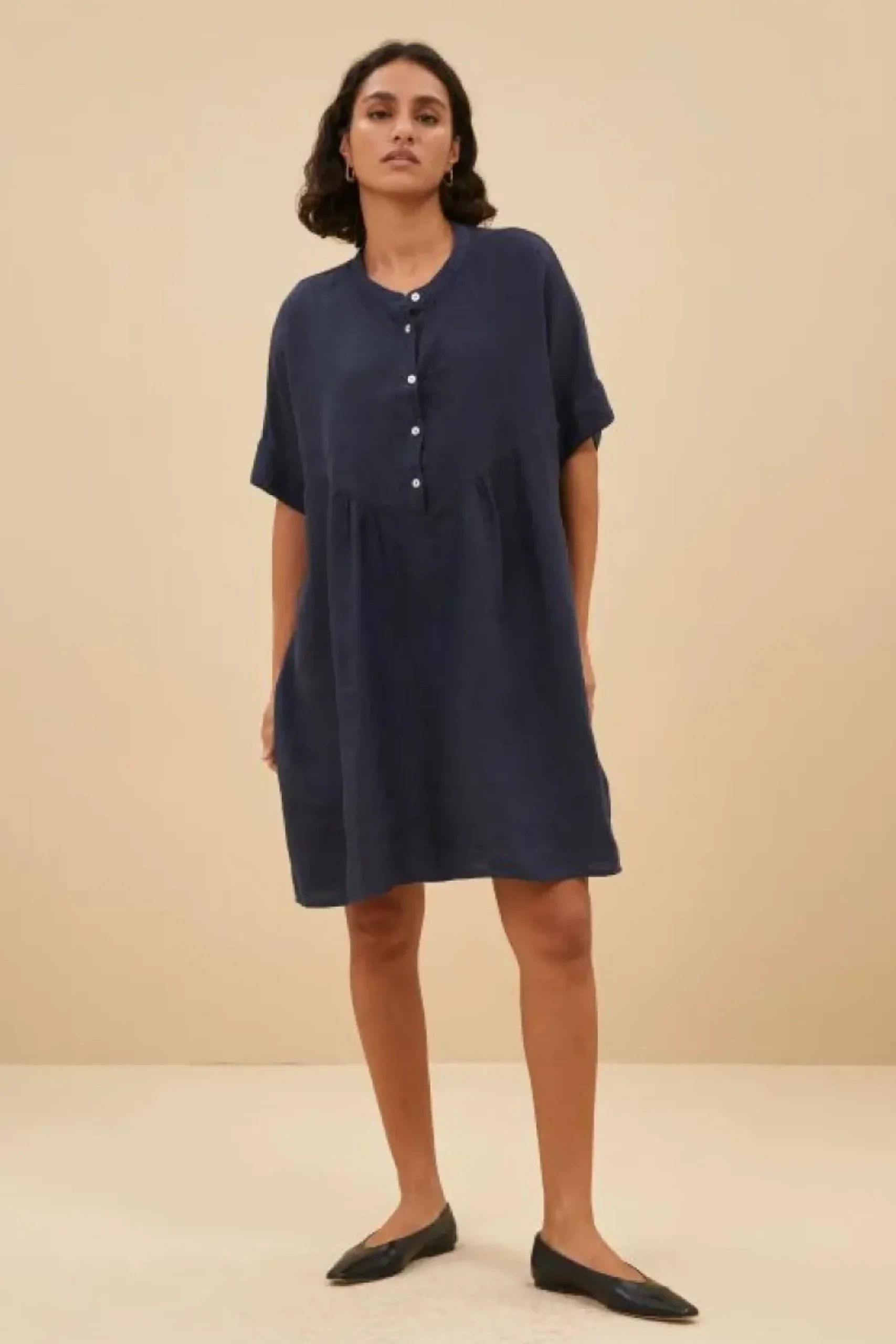 By bar Jurken*tais linen dress | midnight