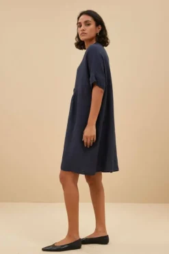 By bar Jurken*tais linen dress | midnight