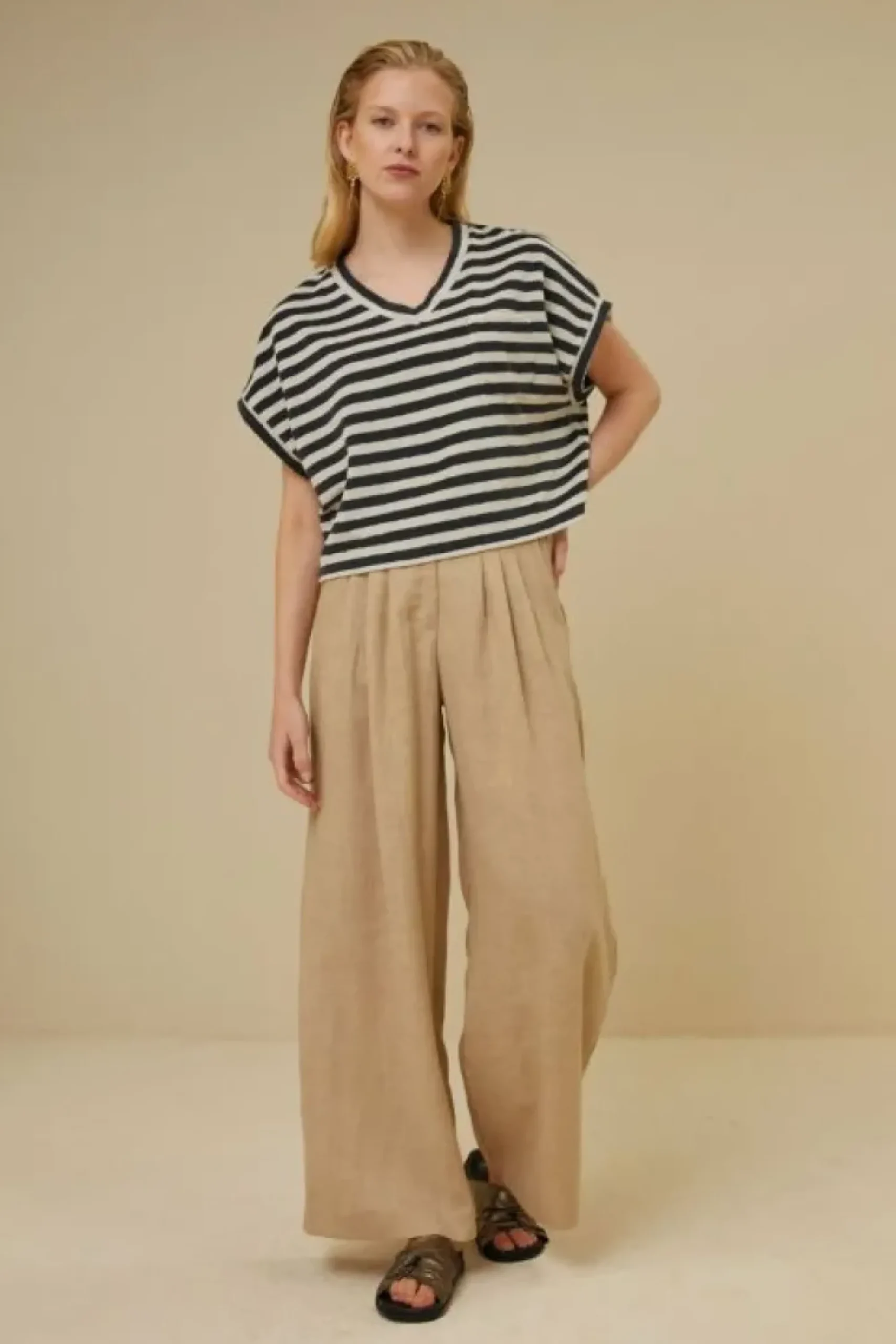 By bar Tops & Shirts*tammie slub stripe top | jet black