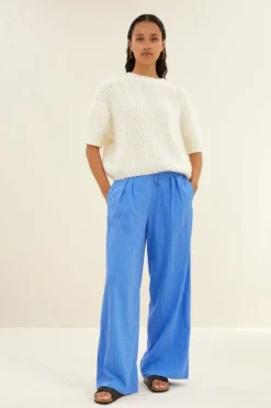 By bar Broeken*uma stripe pants | vivid blue stripe
