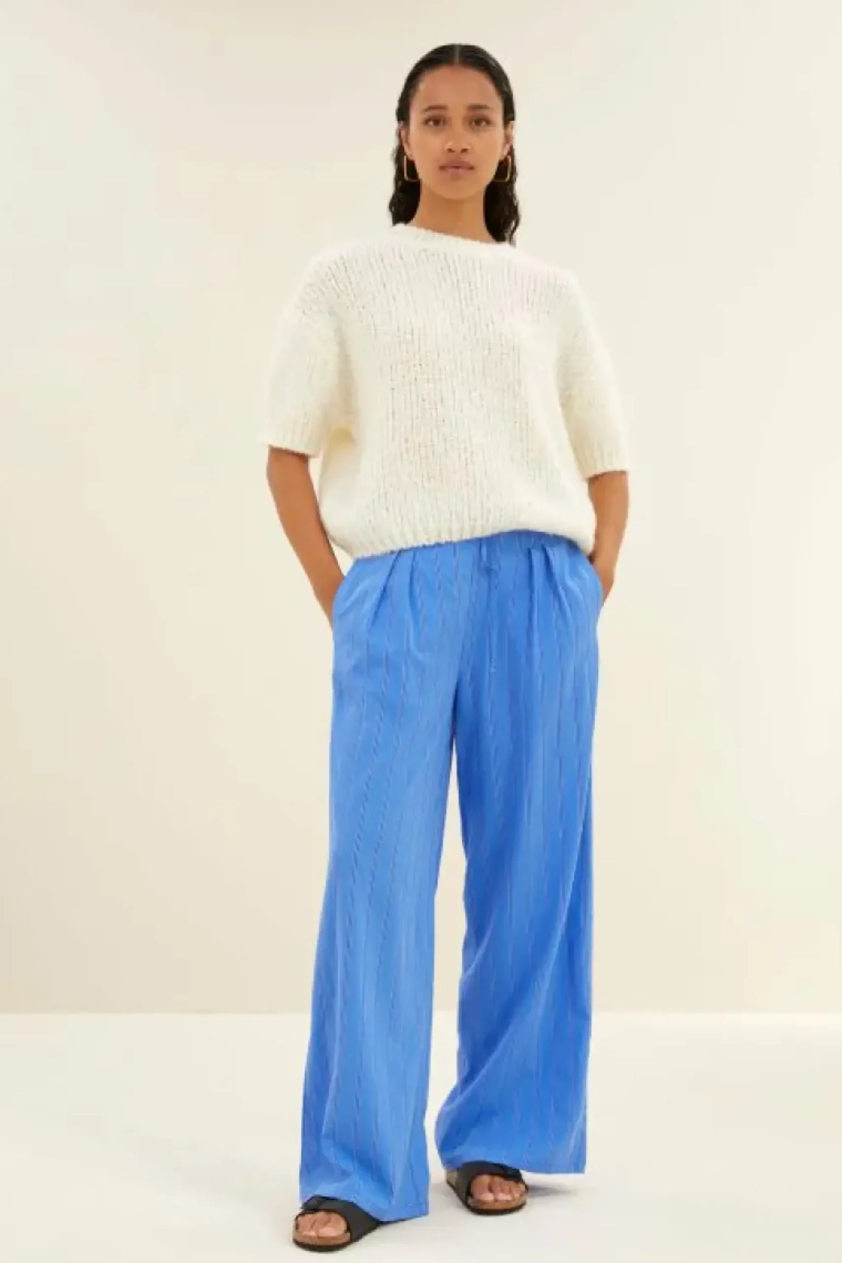 By bar Broeken*uma stripe pants | vivid blue stripe