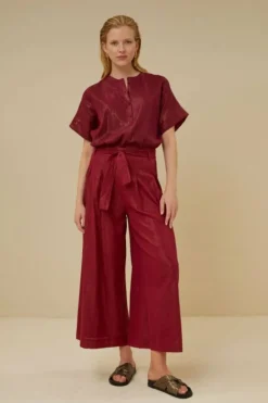 By bar Broeken*wanda metallic pant | grenache