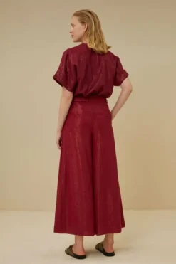 By bar Broeken*wanda metallic pant | grenache
