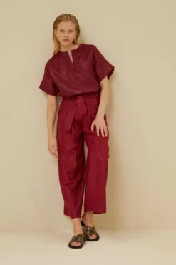 By bar Broeken*wanda metallic pant | grenache