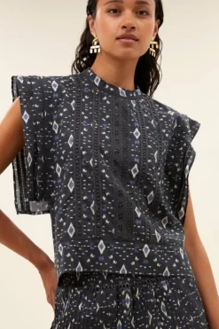 By bar Blouses*xena midnight ikat blouse | midnight ikat